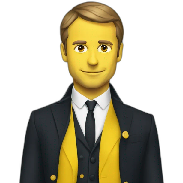 Macron wearing yellow west emoji