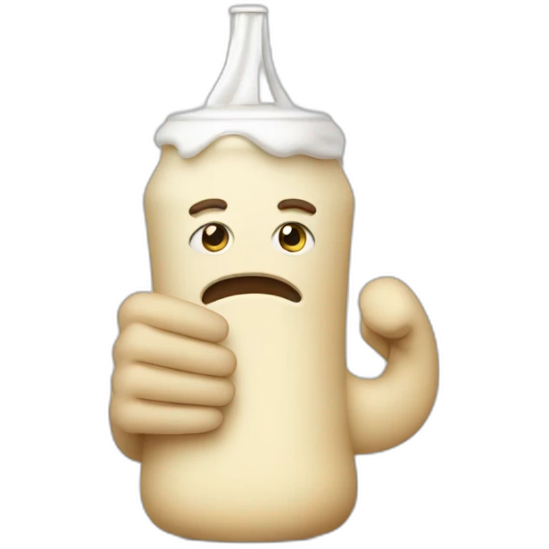 sour cream bottle shaped like a human doing thumbs down with his human hand emoji