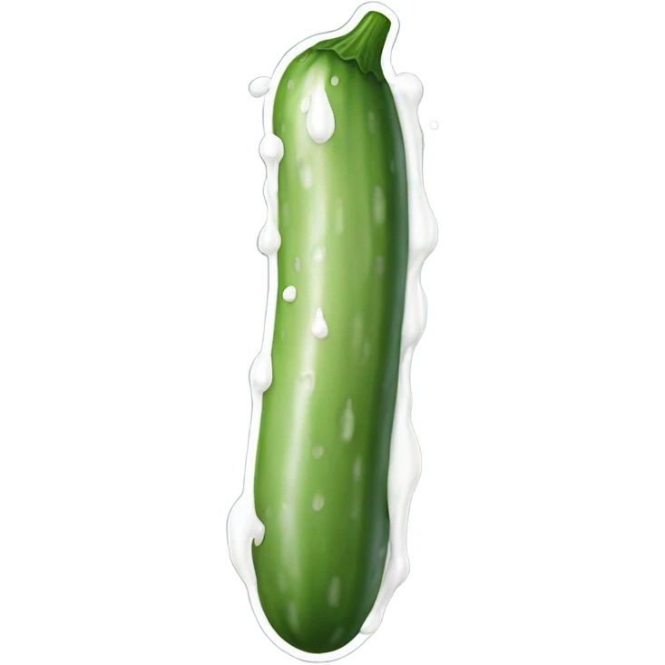 Tanned skinny long cucumber with white paint dripping emoji