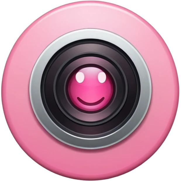 A round camera lens, apple emoji style, minimalist, with highlights, no faces, pink, variant 4 emoji