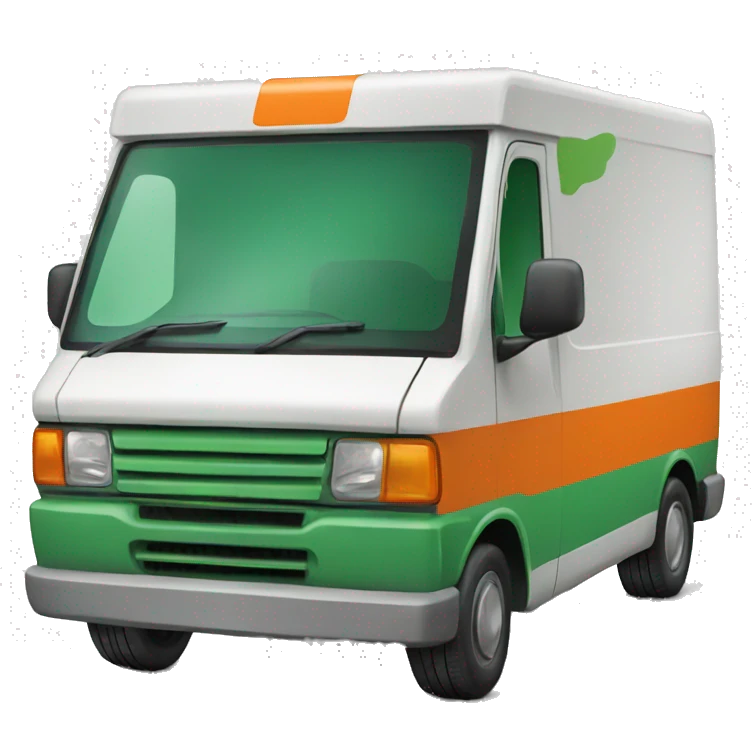 delivery van with green and orange emoji