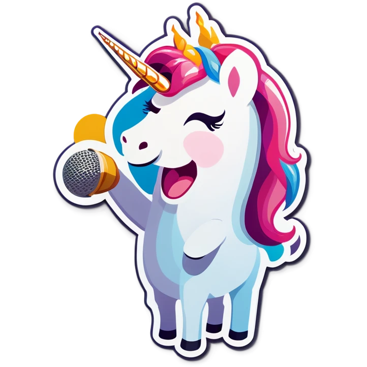 Unicorn singing emoji