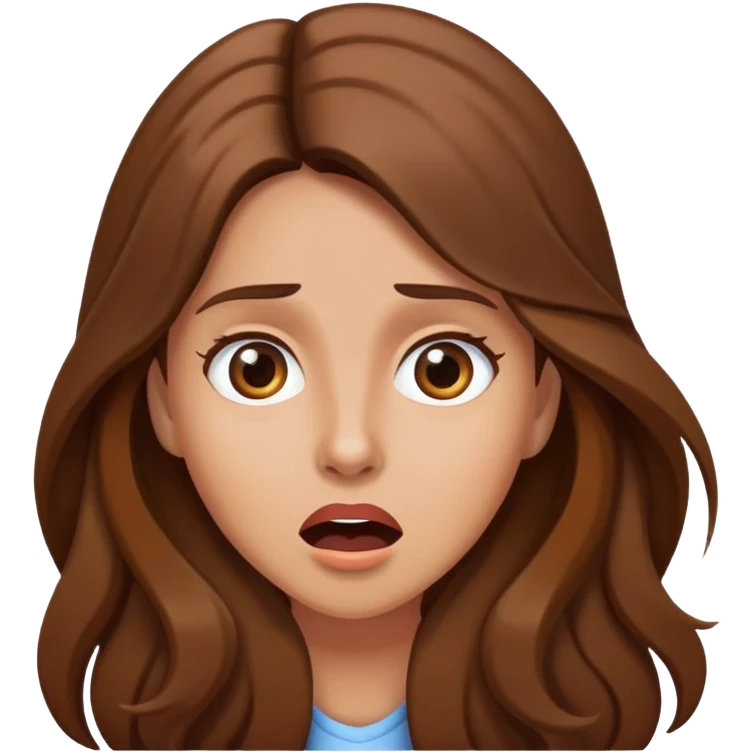 Woman with brown long hair surprised  emoji