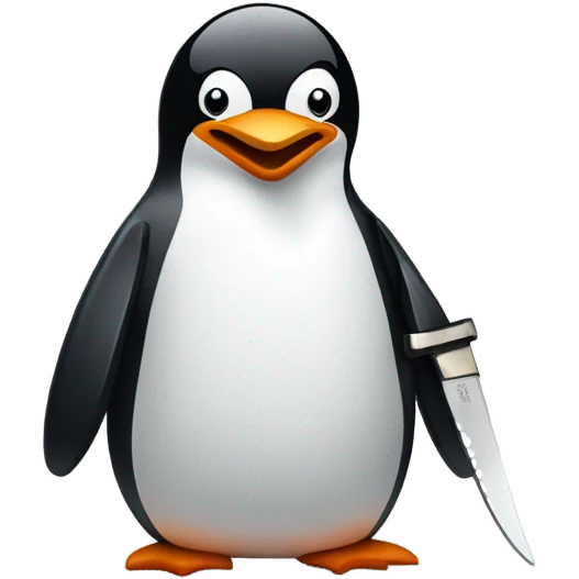 A penguin with a knife and a straight face  emoji