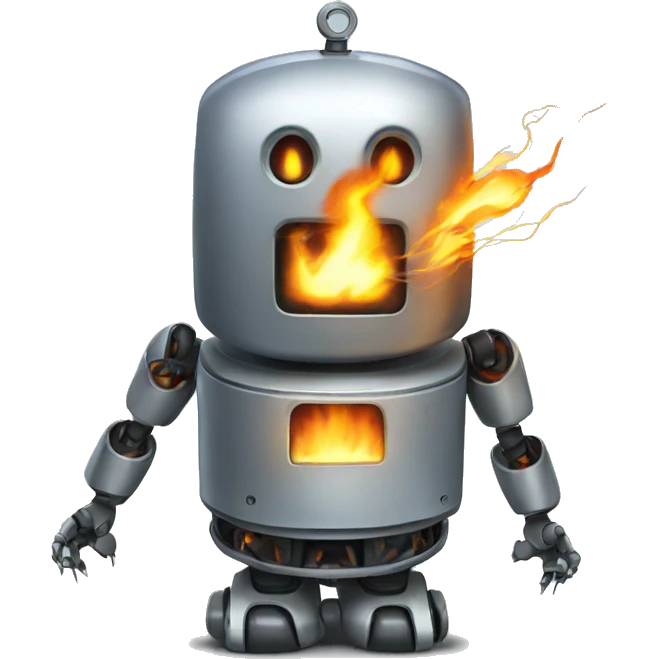 Robot electricity on fire emoji