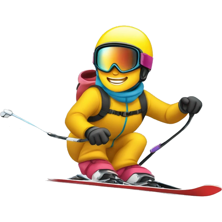 skiador que bajando por una pista de ski, en posicion de slalom, teniendo un efecto de un skiador que va rapido emoji