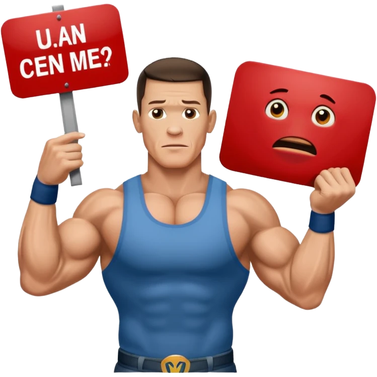 Jhon cena with sign u can see me emoji