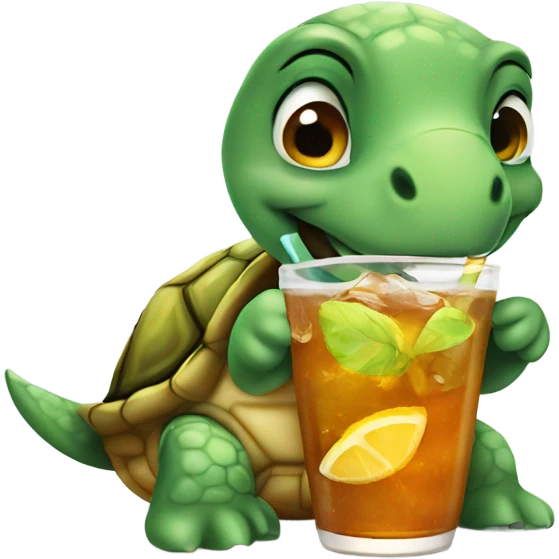 turtle drinking iced tea emoji