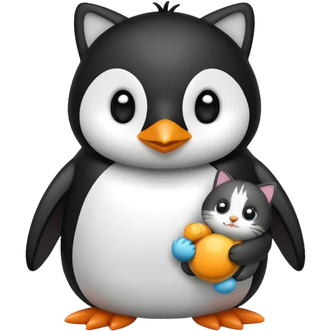 penguin with a cat toy emoji