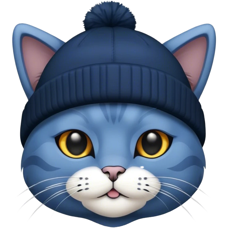 dark blue cat with beanie emoji