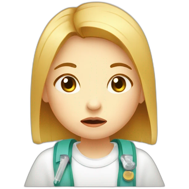 little girl with thermometer in mouth looking sick simple style flat emoji