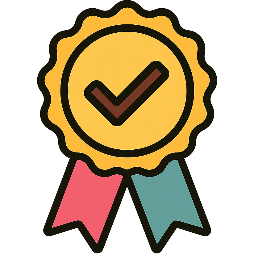 vector icon of a seal of trust with gold and colorful elements, elegant and minimalist flat design, isolated on white background, award badge style, 2D flat vector, trending icon look, soft shadows, no text, perfect for commercial use, icon style, variation 4 emoji