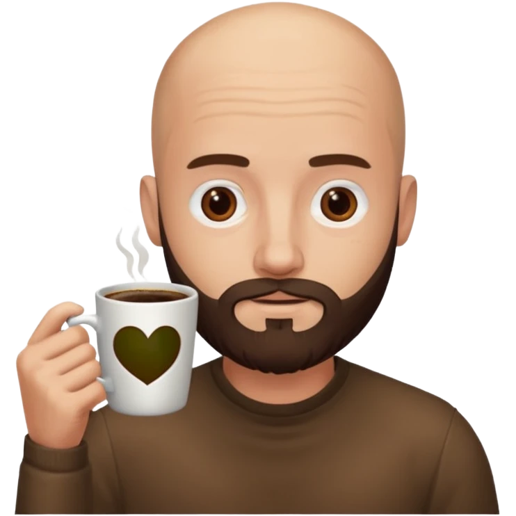 men with coffee no hair, beard emoji