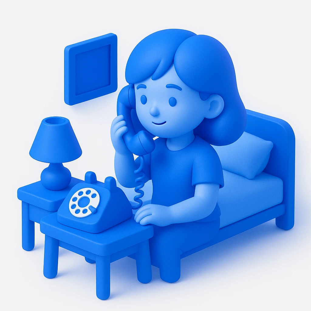 girl talking on telephone in her room emoji