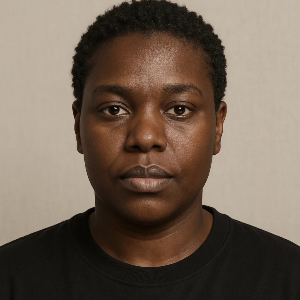 portrait of a Black person, neutral expression, diverse features, simple background emoji