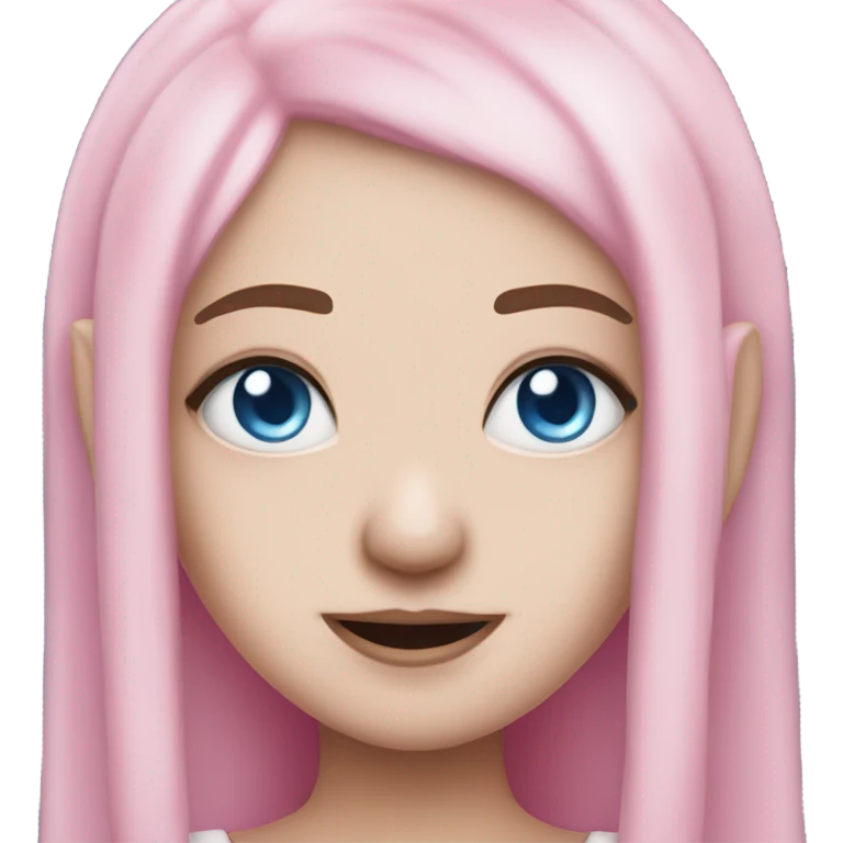 Cute pink pale vampire teeth vampire princess elf ears blue eyes pink hair emoji