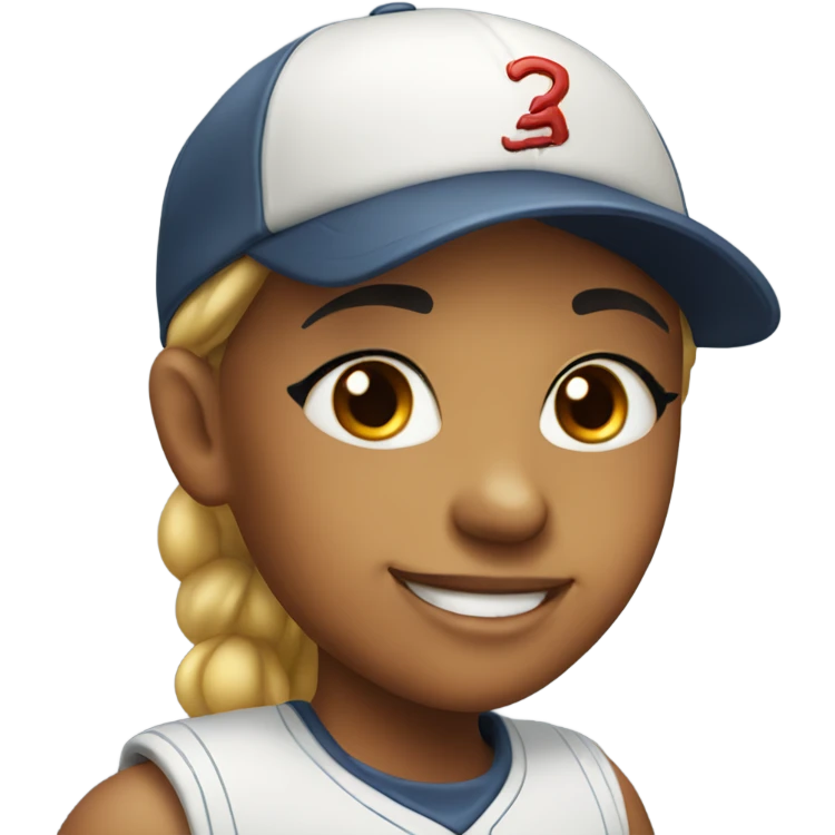 smiling girl in baseball cap emoji