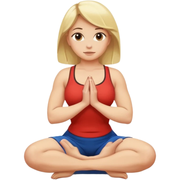 buxom blonde woman, SFW, kneeling in a squat, arms crossed over chest emoji