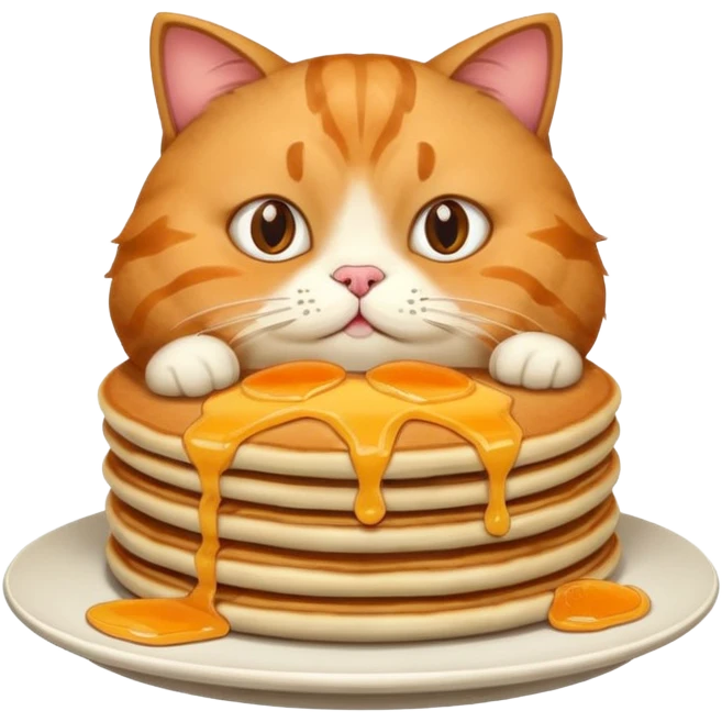 Fat cat eating pancakes  emoji
