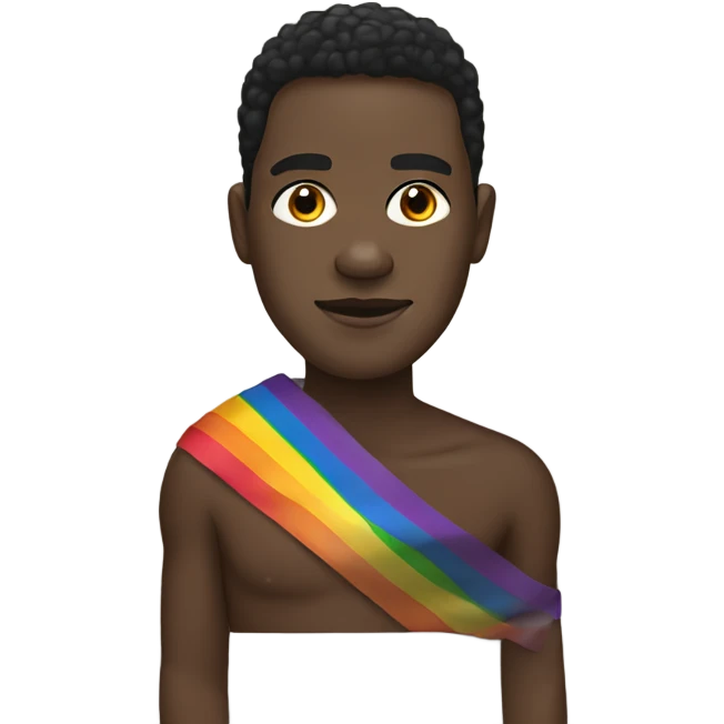 Black man wrapped in a pride flag emoji