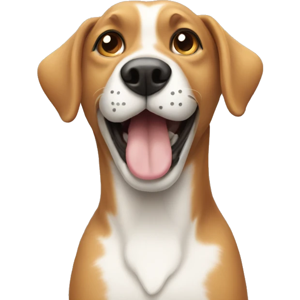 A dog with a cat emoji