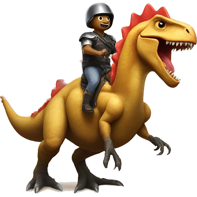 Chicken nugget riding dinosaur into battle emoji