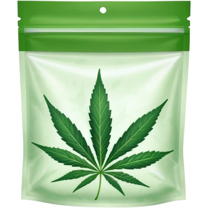 transparent ziplock bag with sativa leaf inside emoji