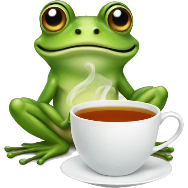 Frog with tea emoji