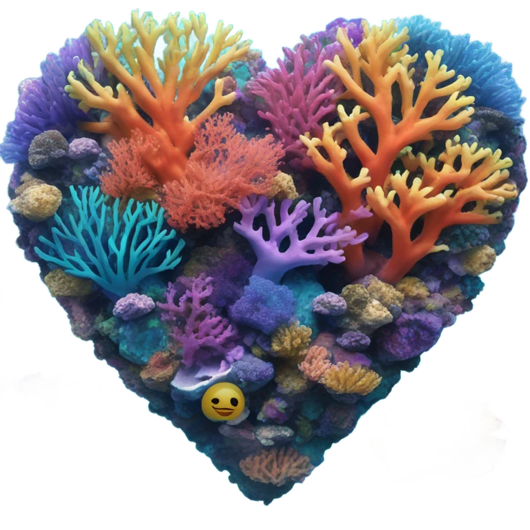 Colorful ocean Coral reef in a the shape of a heart emoji
