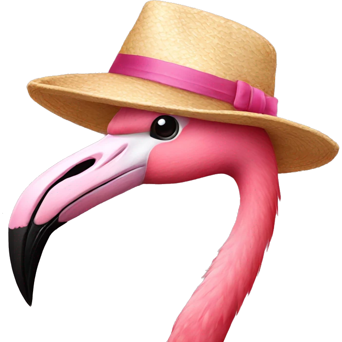 Flamingo with hat emoji
