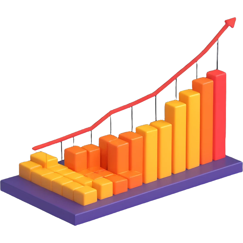 artificial neural network intertwined with a bar chart, vibrant and modern style emoji
