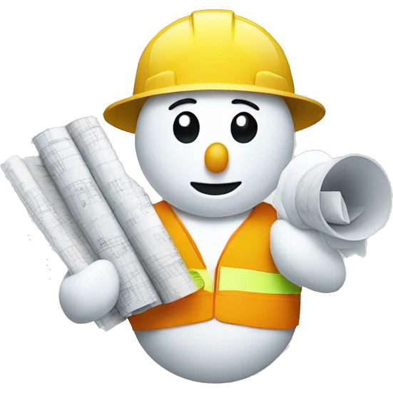 snowman holding construction plans emoji