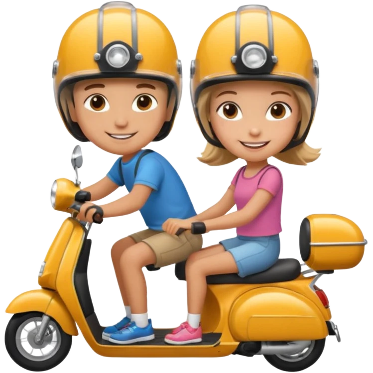 Un garçon et une fille sur une trottinette emoji