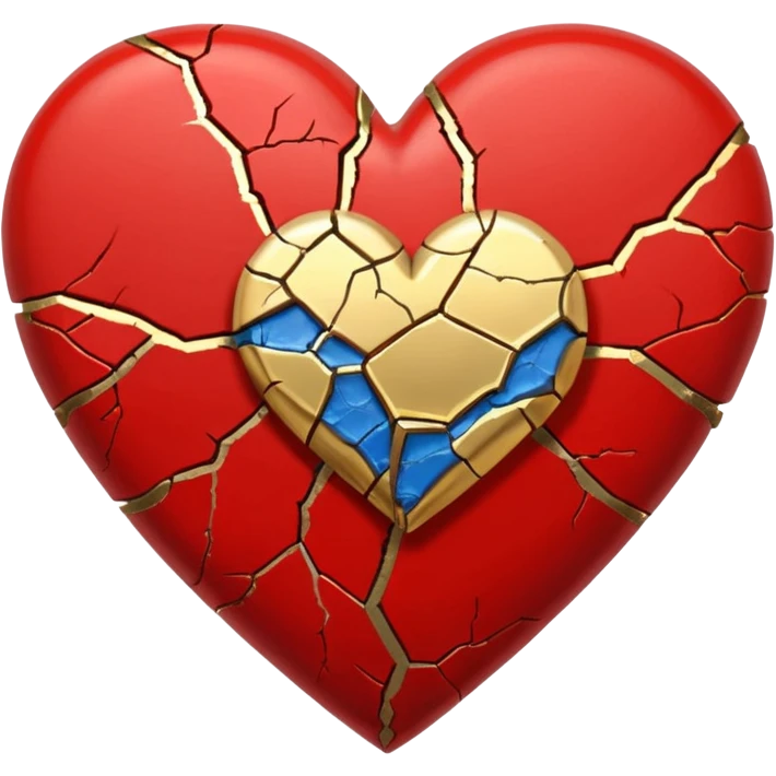 kintsugi heart emoji, simple and bold, gold cracks on a red heart, clear lines, suitable for Discord emoji emoji