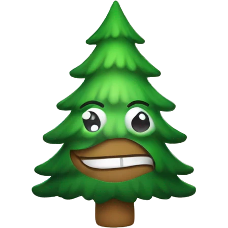 Christmas tree with face emoji