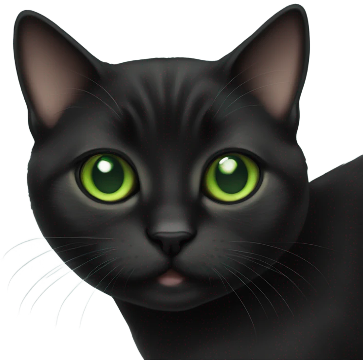 Black munchkin cat with big green eyes  emoji