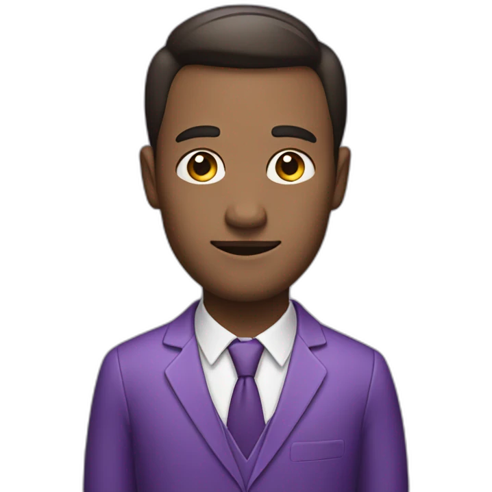 Man in purple suit with half white half checkered shirt inside emoji