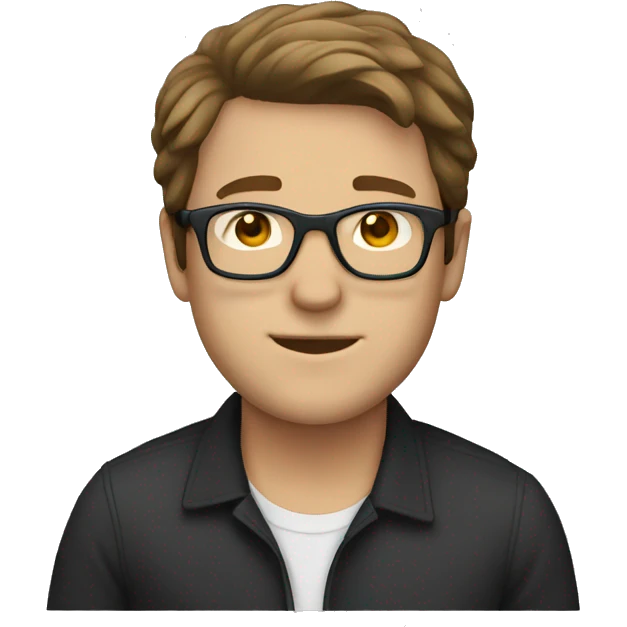 white Guy with flat brown hair with glasses emoji