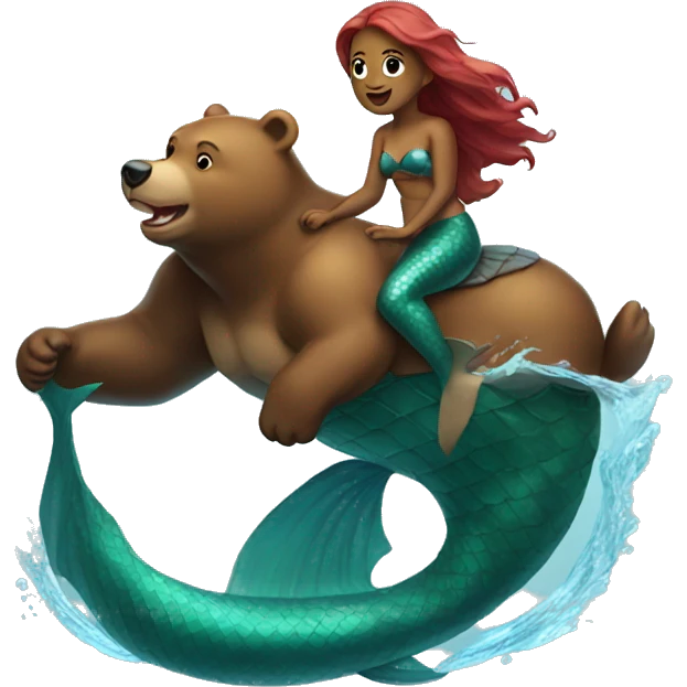 mermaid riding bear  emoji