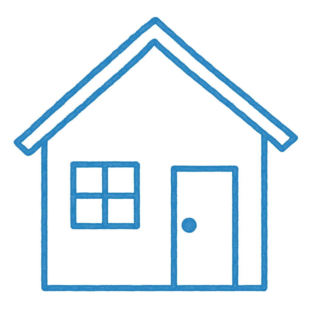 minimal house, blue emoji