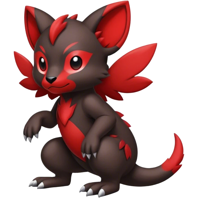 Cute cool black red animal hybrid Fakemon full body emoji