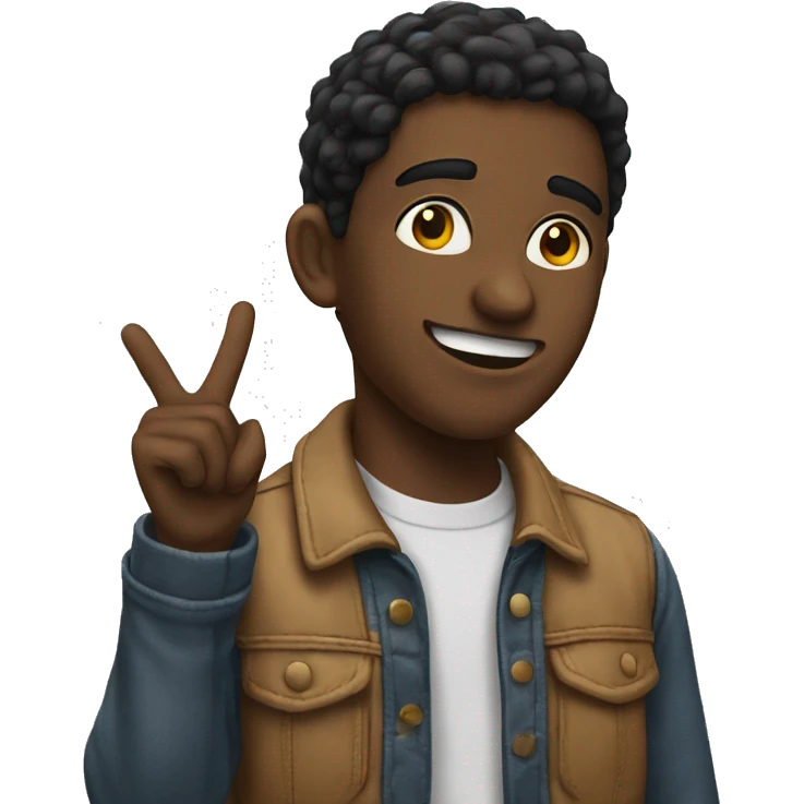 young man pointing at his ear emoji
