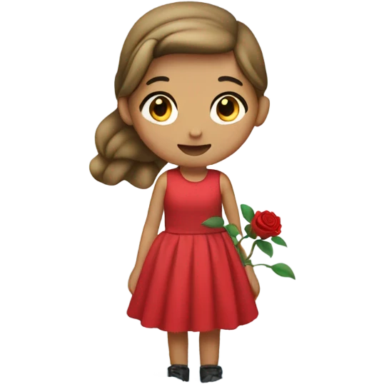 girl in red dress with rose in a snow emoji
