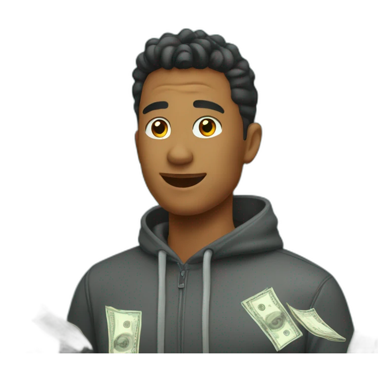 Gay man raining dollar bills emoji