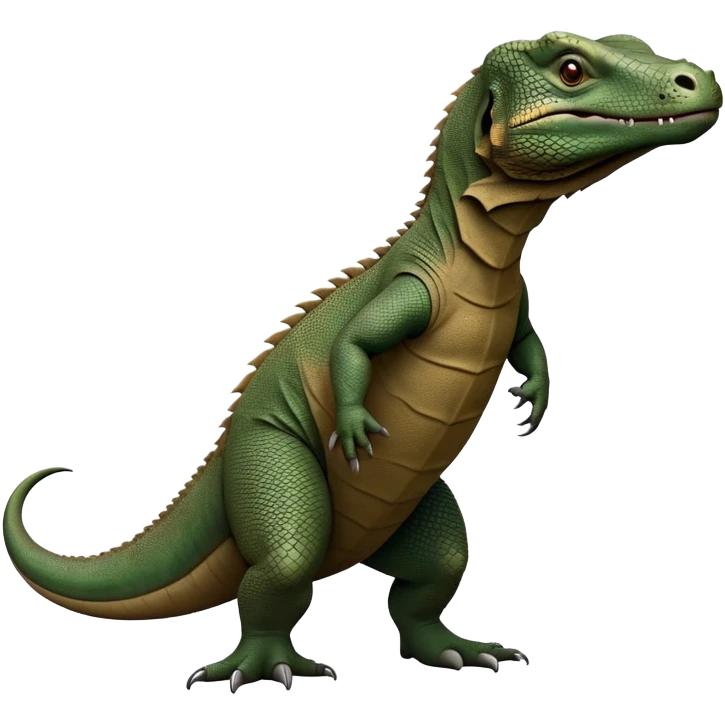 cinematic-komodo-dragon-realistic-full-body-standing-emoji,-massive-scaled-body-poised-with-quiet-power,-rough-textured-skin-dark-green-and-brown,-head-tilted-dramatically,-long-forked-tongue-flicking-out,-simplified-yet-realistic-focused-features,-highly-detailed,-glowing-with-an-almost-sarcastic-glow

 emoji
