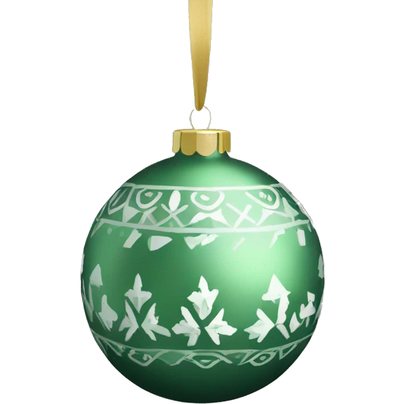 sage green christmas ornament with winter pattern emoji