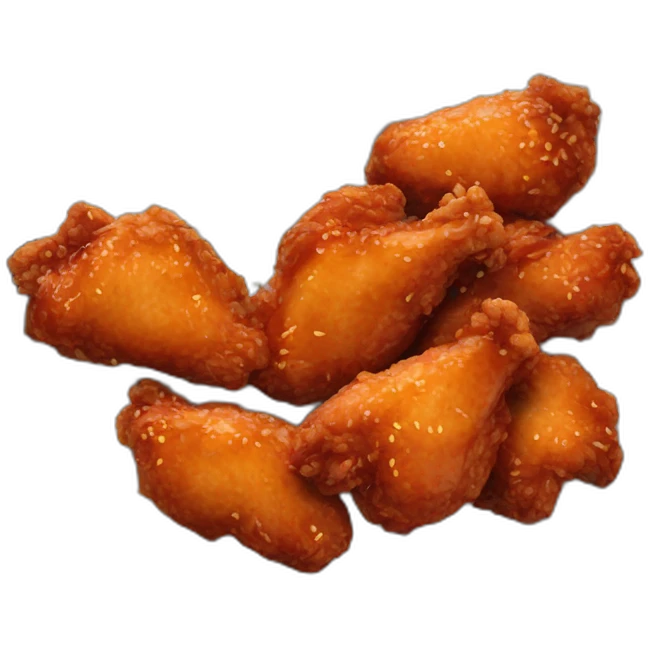 Plate of Korean glazed fried chicken, bon chon emoji