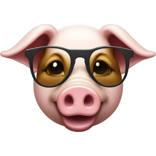 Happy pig cilinder sunglases emoji