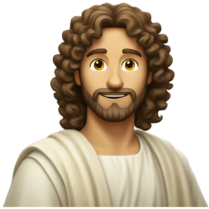 Curly haired Jesus taking a selfie emoji