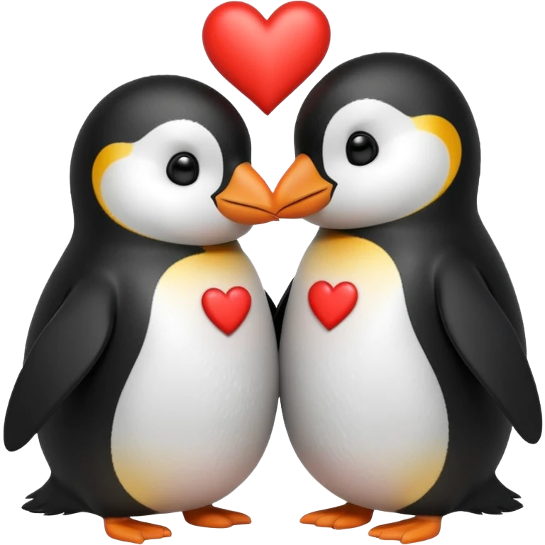 two penguins kissing with a heart above them emoji